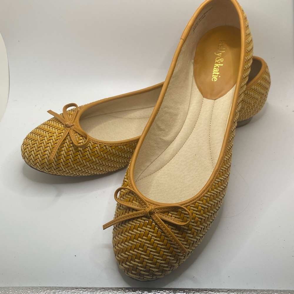 Kelly & Katie Women's Mustard Woven Ballet Flats